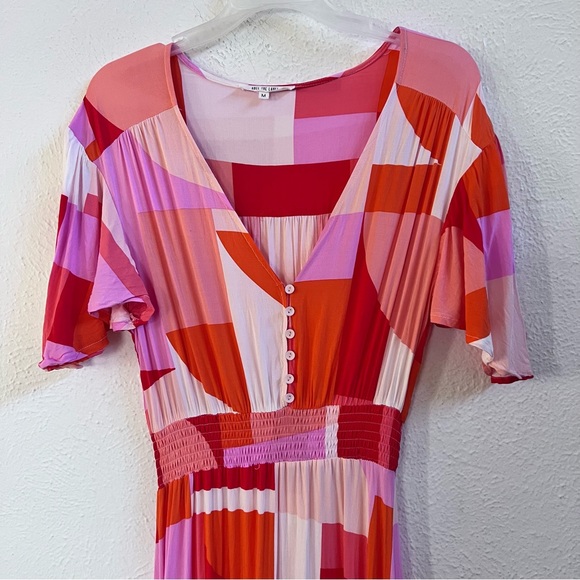Abel the Label orange geo print high low dress - Picture 2 of 9